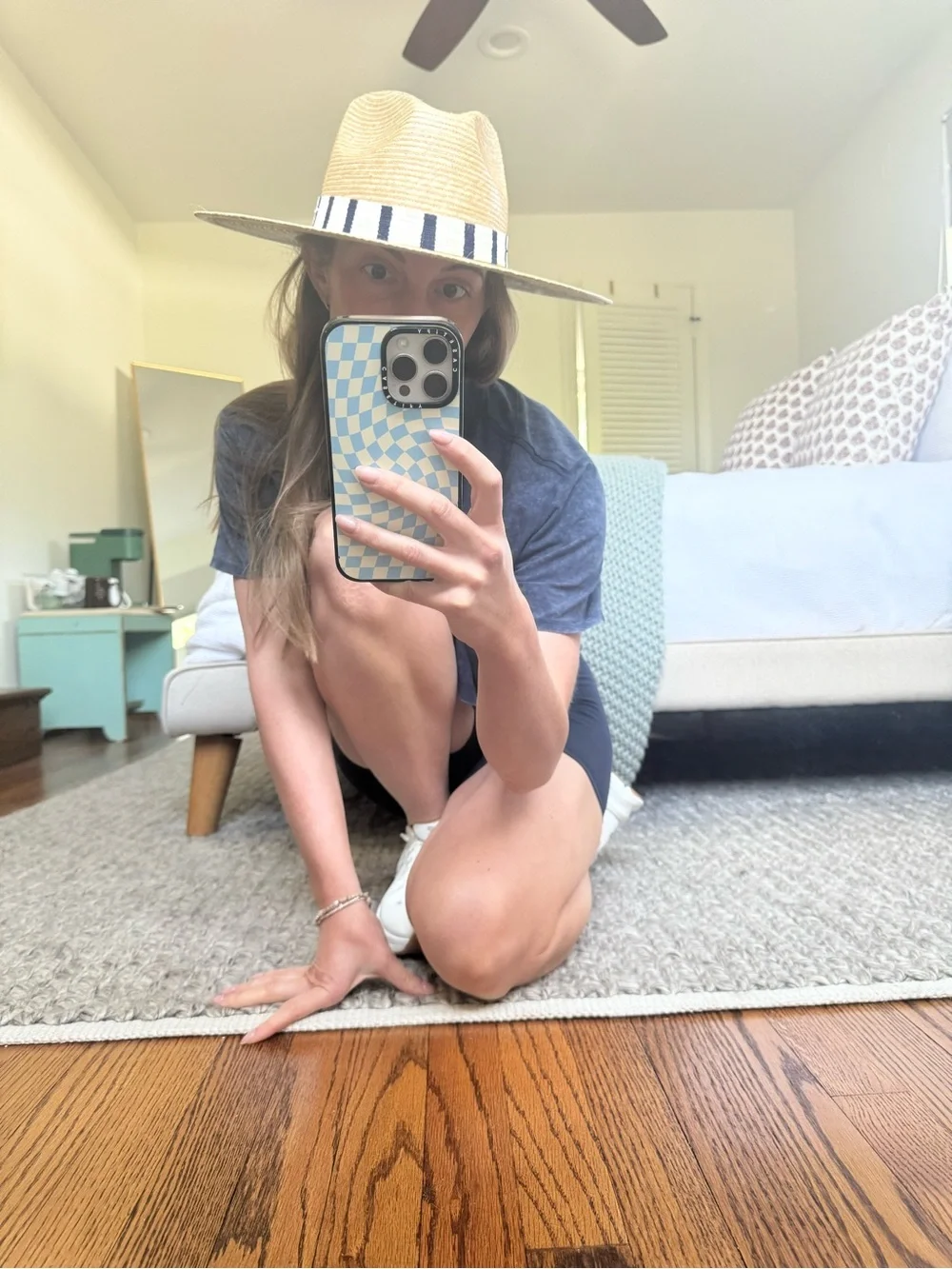 Classic Wide-Brim Straw Fedora Hat with Black-Striped Band